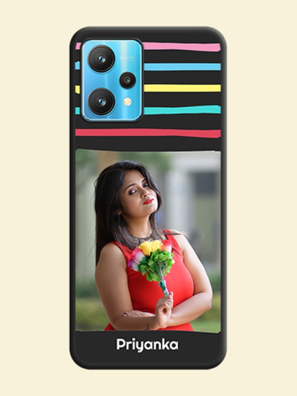 Multicolor Lines with Image on Space Black Personalized Soft Matte Phone Covers - Realme 9 Pro 5G