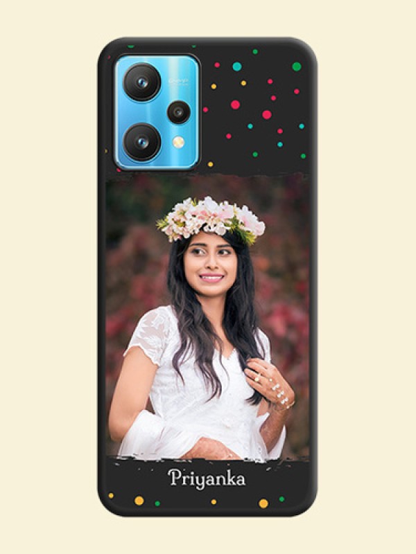 Multicolor Dotted Pattern with Text on Space Black Custom Soft Matte Phone Back Cover - Realme 9 Pro 5G