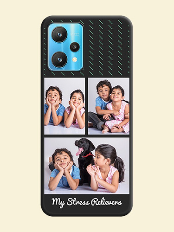 Cross Dotted Pattern with 2 Image Holder  on Personalised Space Black Soft Matte Cases - Realme 9 Pro 5G