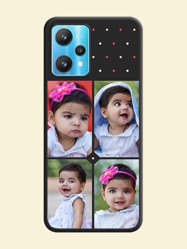 Multicolor Dotted Pattern with 4 Image Holder on Space Black Custom Soft Matte Phone Cases - Realme 9 Pro 5G