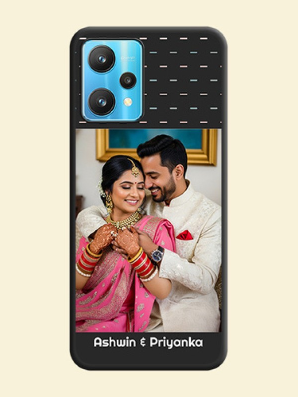 Line Pattern Design with Text on Space Black Custom Soft Matte Phone Back Cover - Realme 9 Pro 5G