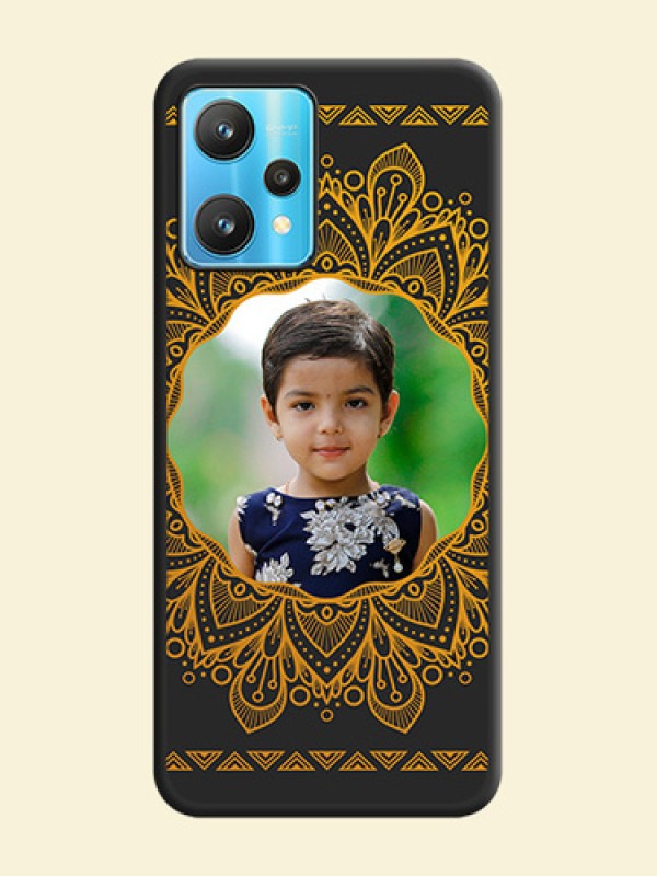 Round Image with Floral Design on Photo on Space Black Soft Matte Mobile Cover - Realme 9 Pro 5G