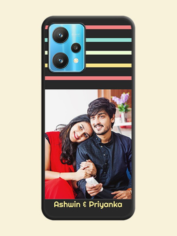 Color Stripes with Photo and Text on Photo on Space Black Soft Matte Mobile Case - Realme 9 Pro 5G