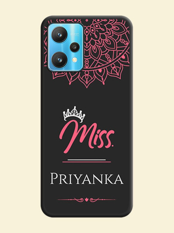 Mrs Name with Floral Design on Space Black Personalized Soft Matte Phone Covers - Realme 9 Pro 5G