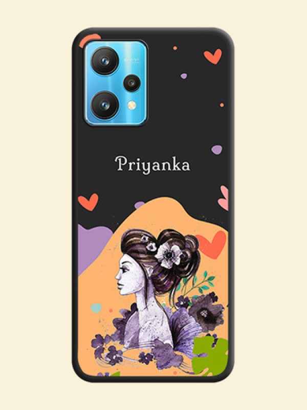 Namecase For Her With Fancy Lady Image On Space Black Personalized Soft Matte Phone Covers -Realme 9 Pro 5G