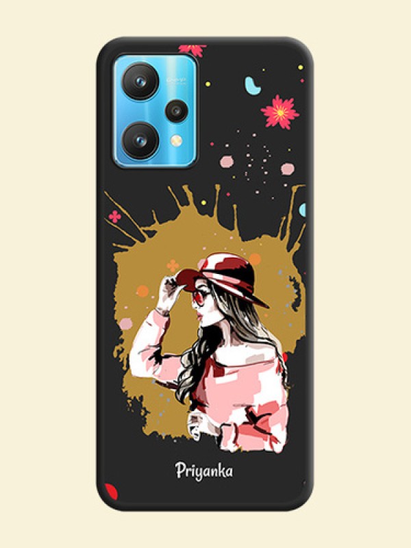 Mordern Lady With Color Splash Background With Custom Text On Space Black Personalized Soft Matte Phone Covers -Realme 9 Pro 5G