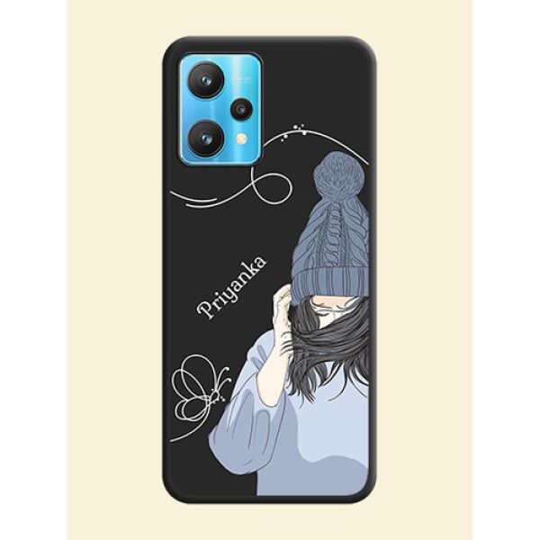 Girl With Blue Winter Outfiit Custom Text Design On Space Black Personalized Soft Matte Phone Covers -Realme 9 Pro 5G Girl With Blue Winter Outfiit Custom Text Design On Space Black Personalized Soft Matte Phone Covers -Realme 9 Pro 5G