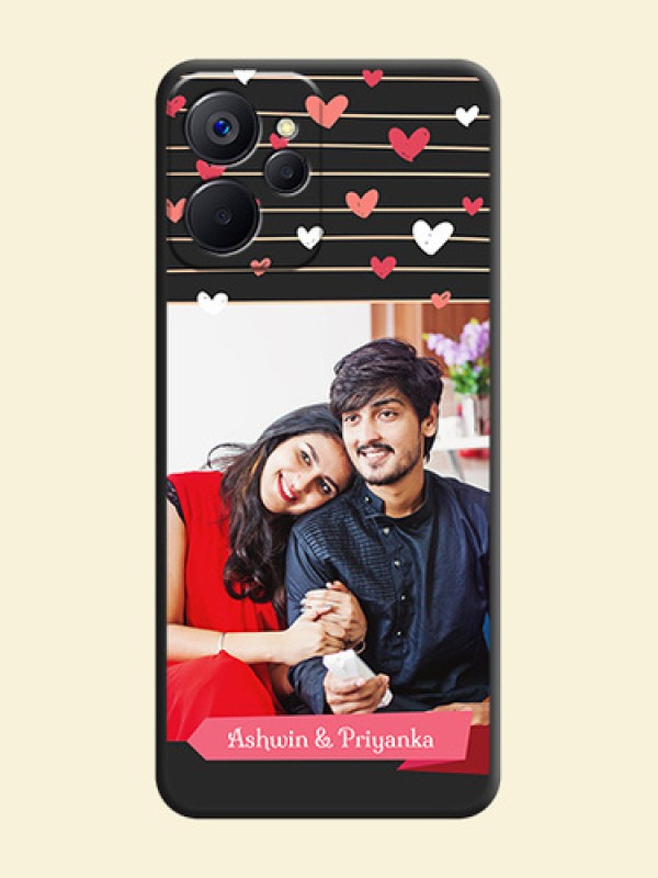 Love Pattern with Name on Pink Ribbon  on Photo on Space Black Soft Matte Back Cover - Realme 9i 5G