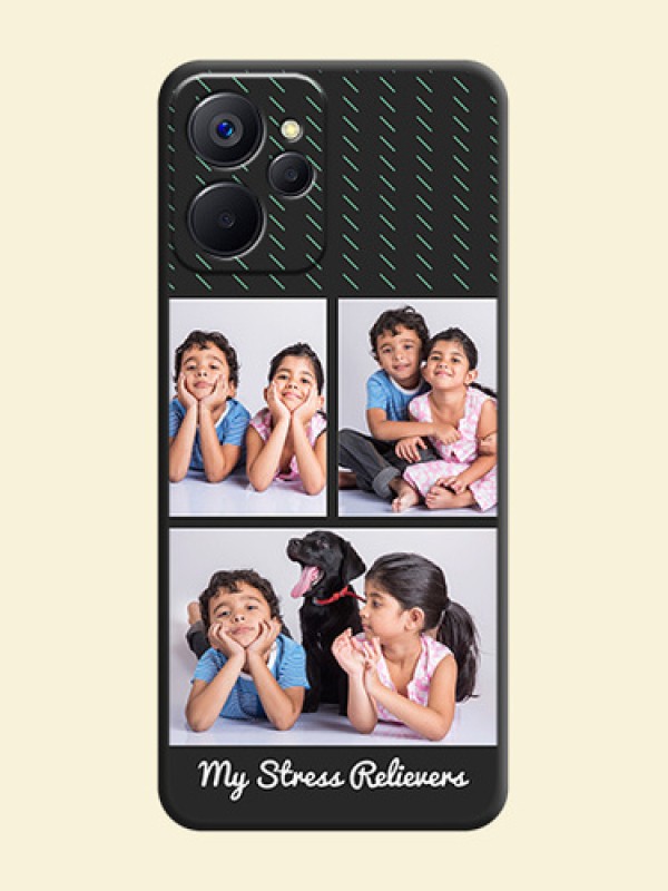 Cross Dotted Pattern with 2 Image Holder  on Personalised Space Black Soft Matte Cases - Realme 9i 5G