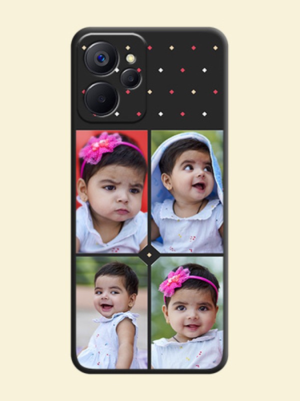 Multicolor Dotted Pattern with 4 Image Holder on Space Black Custom Soft Matte Phone Cases - Realme 9i 5G