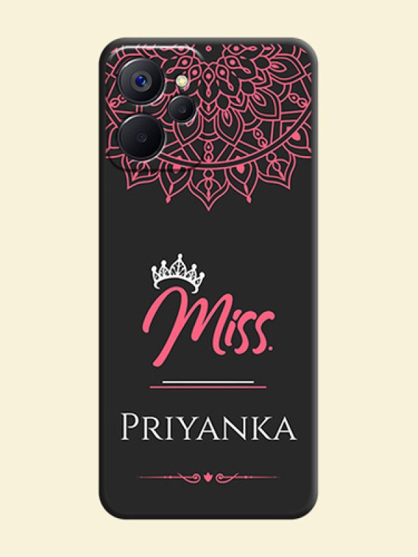 Mrs Name with Floral Design on Space Black Personalized Soft Matte Phone Covers - Realme 9i 5G