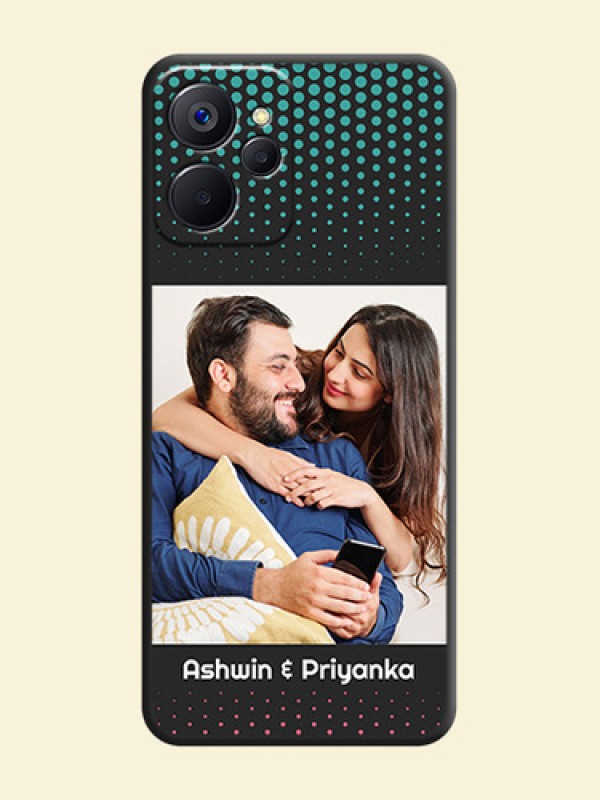 Faded Dots with Grunge Photo Frame and Text on Space Black Custom Soft Matte Phone Cases - Realme 9i 5G