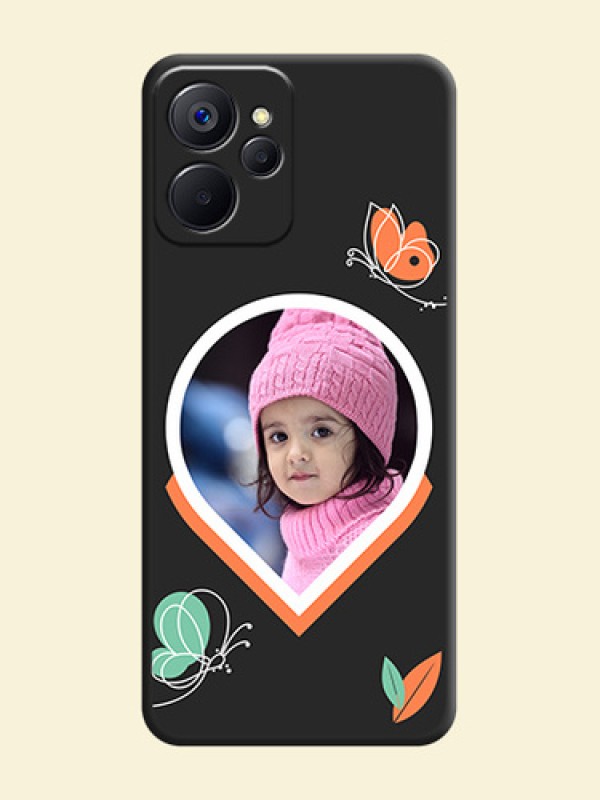 Upload Pic With Simple Butterly Design On Space Black Personalized Soft Matte Phone Covers -Realme 9I 5G