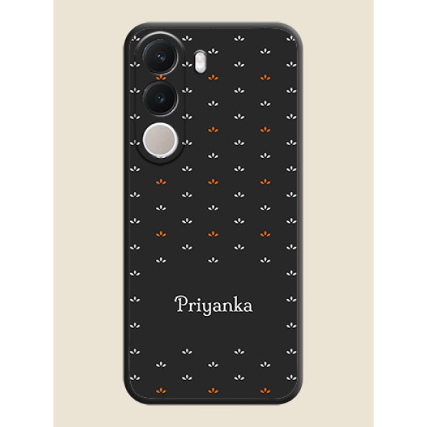 Simple Pattern With Custom Text On Space Black Custom Soft Matte Mobile Back Cover - Realme C100x