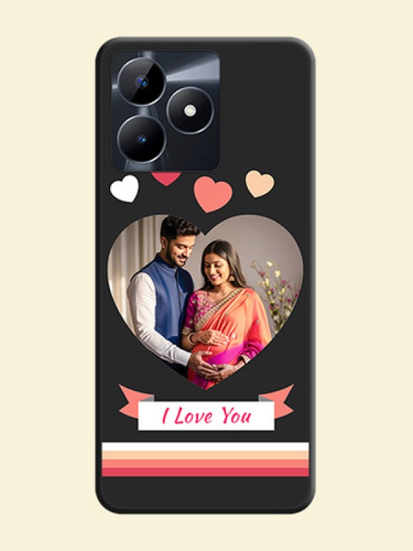 Love Shaped Photo with Colorful Stripes on Personalised Space Black Soft Matte Cases - Realme C53