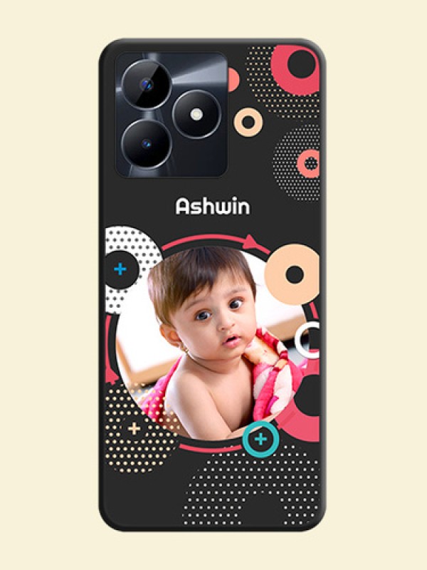 Multicoloured Round Image on Personalised Space Black Soft Matte Cases - Realme C53
