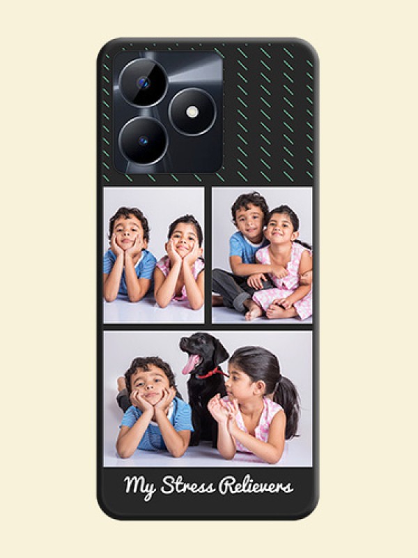 Cross Dotted Pattern with 2 Image Holder on Personalised Space Black Soft Matte Cases - Realme C53