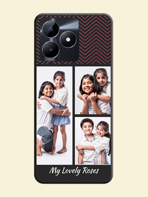 Wave Pattern with 3 Image Holder on Space Black Custom Soft Matte Back Cover - Realme C53
