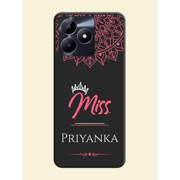 Mrs Name with Floral Design on Space Black Personalized Soft Matte Phone Covers - Realme C53