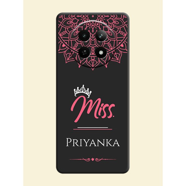 Mrs Name with Floral Design on Space Black Personalized Soft Matte Phone Covers - Realme C65 5G