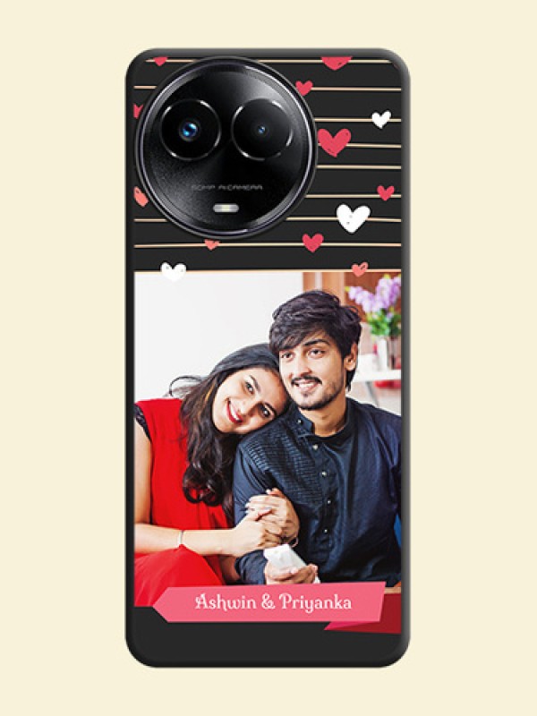 Love Pattern with Name on Pink Ribbon - Photo on Space Black Soft Matte Back Cover - Realme C67 5G