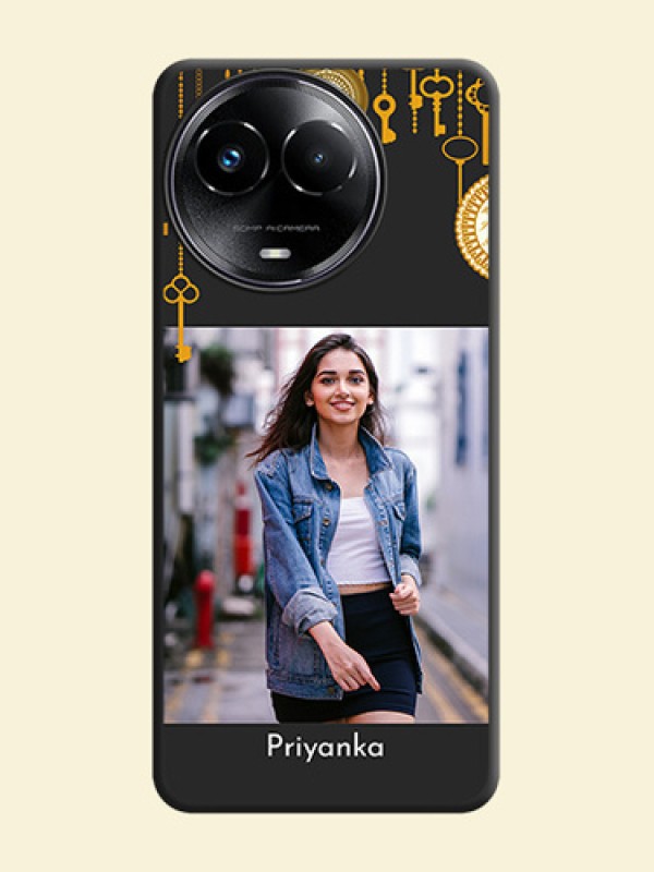 Decorative Design with Text on Space Black Custom Soft Matte Back Cover - Realme C67 5G