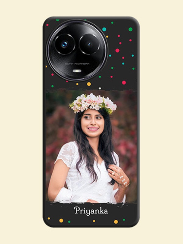 Multicolor Dotted Pattern with Text on Space Black Custom Soft Matte Phone Back Cover - Realme C67 5G