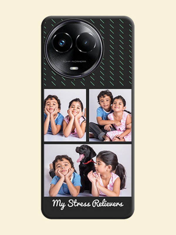 Cross Dotted Pattern with 2 Image Holder on Personalised Space Black Soft Matte Cases - Realme C67 5G