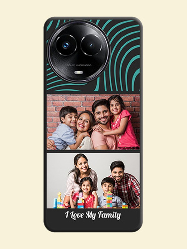 Wave Pattern with 2 Image Holder on Space Black Personalized Soft Matte Phone Covers - Realme C67 5G