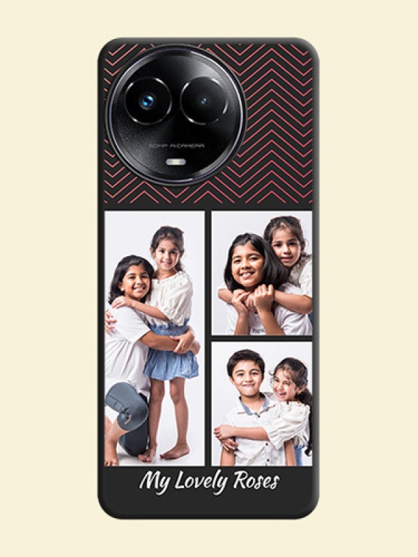 Wave Pattern with 3 Image Holder on Space Black Custom Soft Matte Back Cover - Realme C67 5G