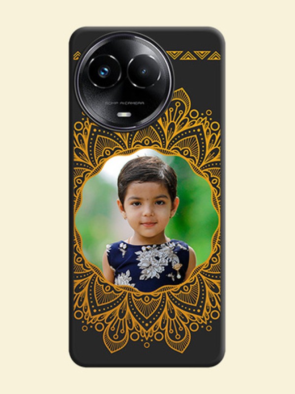 Round Image with Floral Design - Photo on Space Black Soft Matte Mobile Cover - Realme C67 5G