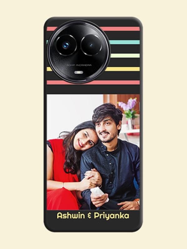 Color Stripes with Photo and Text - Photo on Space Black Soft Matte Mobile Case - Realme C67 5G