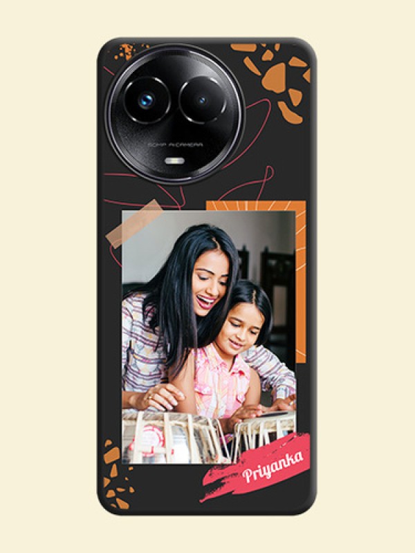 Orange Photo Frame on Space Black Custom Soft Matte Phone Back Cover - Realme C67 5G