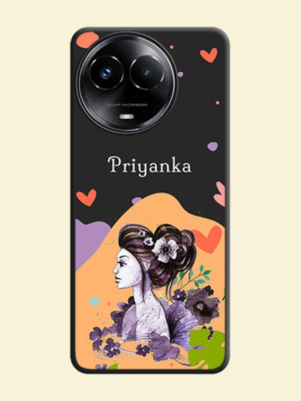 Namecase For Her With Fancy Lady Image On Space Black Personalized Soft Matte Phone Covers - Realme C67 5G