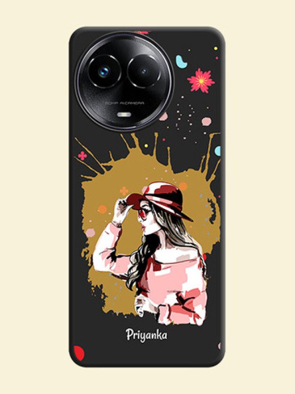 Mordern Lady With Color Splash Background With Custom Text On Space Black Personalized Soft Matte Phone Covers - Realme C67 5G