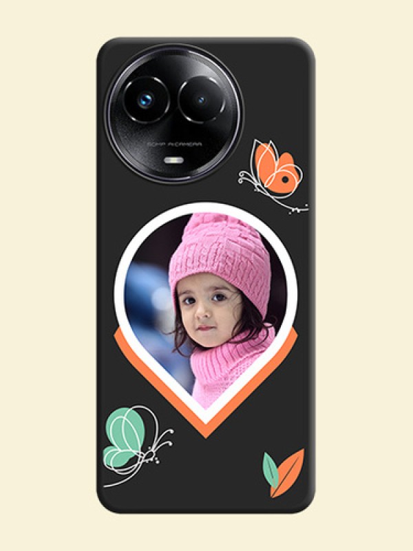 Upload Pic With Simple Butterly Design On Space Black Personalized Soft Matte Phone Covers - Realme C67 5G