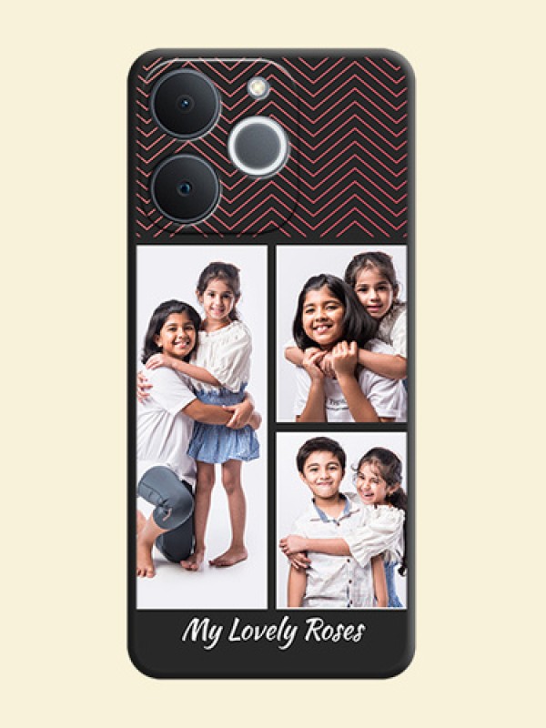 Wave Pattern with 3 Image Holder On Space Black Custom Soft Matte Mobile Back Cover - Realme C71 4G