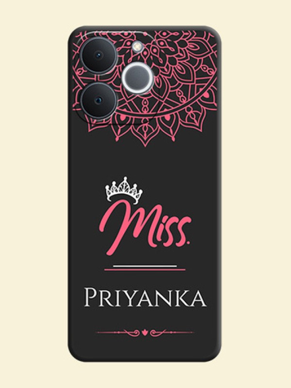 Mrs Name with Floral Design On Space Black Custom Soft Matte Mobile Back Cover - Realme C71 4G
