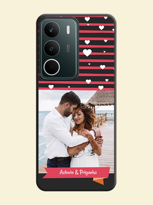 White Color Love Symbols with Pink Lines Pattern On Space Black Custom Soft Matte Mobile Back Cover - Realme C71 5G