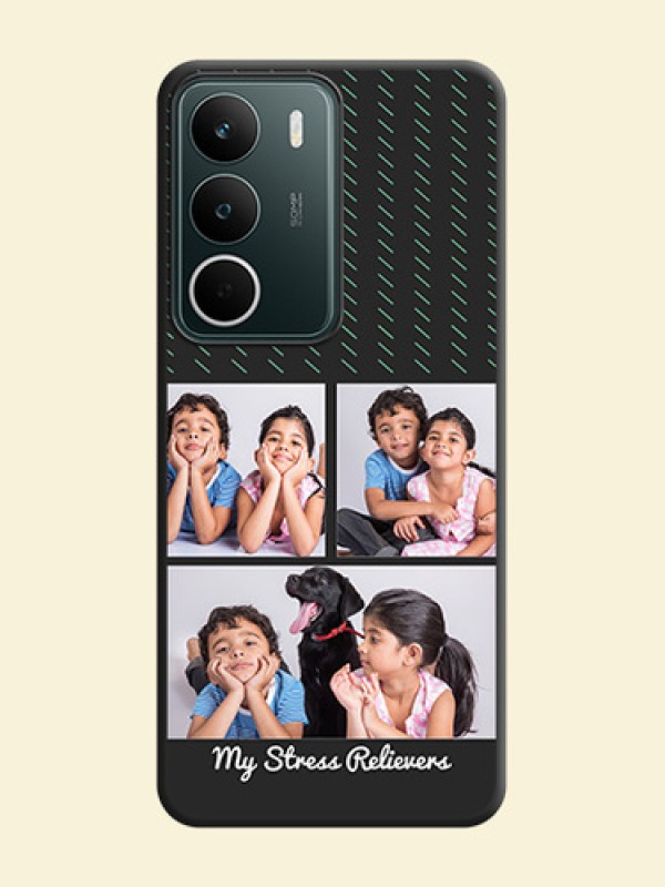 Cross Dotted Pattern with 2 Image Holder On Space Black Custom Soft Matte Mobile Back Cover - Realme C71 5G