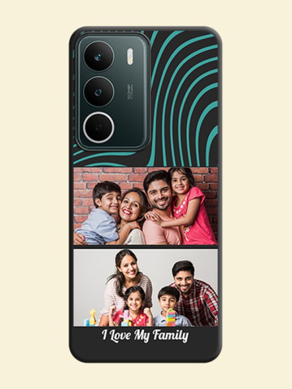 Wave Pattern with 2 Image Holder On Space Black Custom Soft Matte Mobile Back Cover - Realme C71 5G