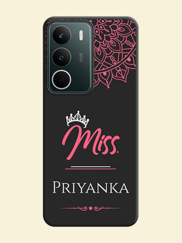Mrs Name with Floral Design On Space Black Custom Soft Matte Mobile Back Cover - Realme C71 5G