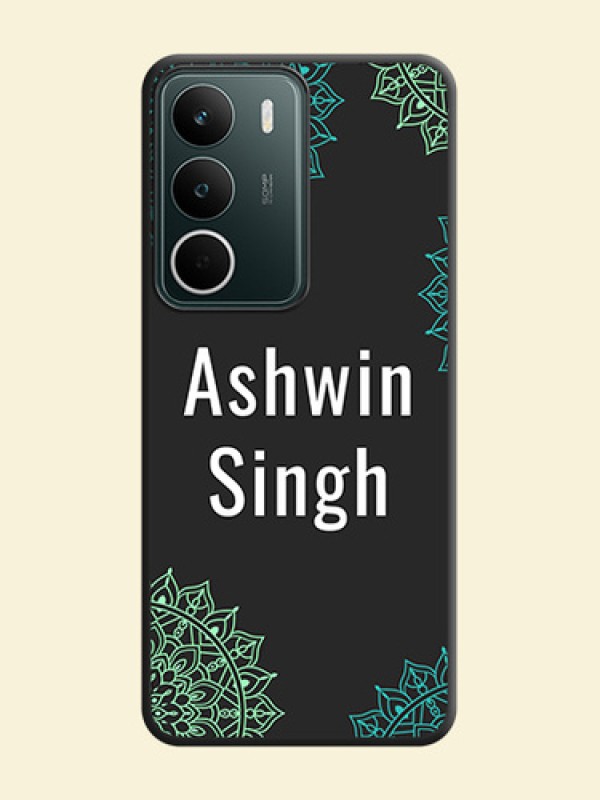 Your Name with Floral Design On Space Black Custom Soft Matte Mobile Back Cover - Realme C71 5G