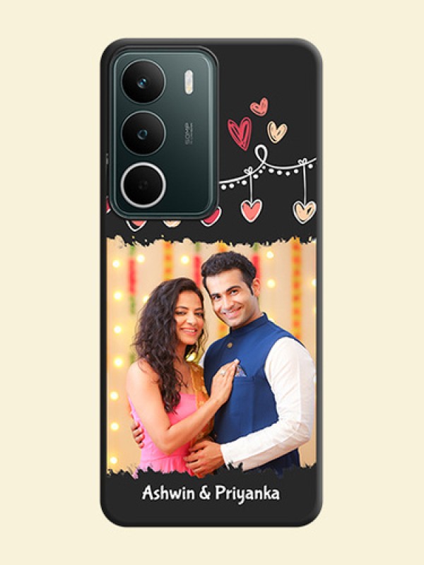 Pink Love Hangings with Name On Space Black Custom Soft Matte Mobile Back Cover - Realme C73 5G