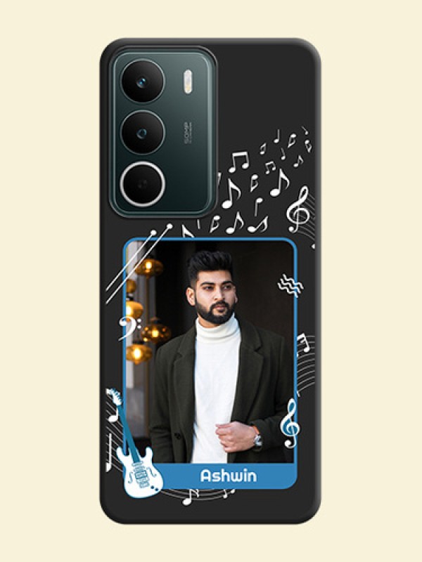 Musical Theme Design with Text on Photo On Space Black Custom Soft Matte Mobile Back Cover - Realme C73 5G