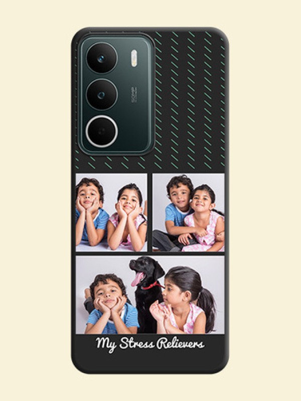 Cross Dotted Pattern with 2 Image Holder On Space Black Custom Soft Matte Mobile Back Cover - Realme C73 5G