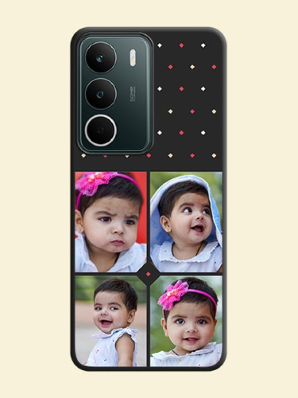 Multicolor Dotted Pattern with 4 Image Holder On Space Black Custom Soft Matte Mobile Back Cover - Realme C73 5G