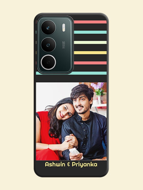 Color Stripes with Photo and Text on Photo On Space Black Custom Soft Matte Mobile Back Cover - Realme C73 5G