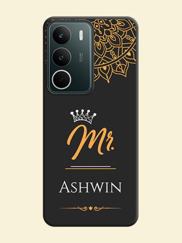 Mr Name with Floral Design On Space Black Custom Soft Matte Mobile Back Cover - Realme C73 5G