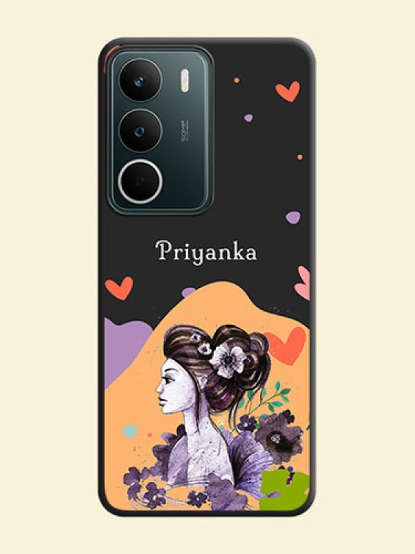 Namecase For Her With Fancy Lady Image On Space Black Custom Soft Matte Mobile Back Cover - Realme C73 5G